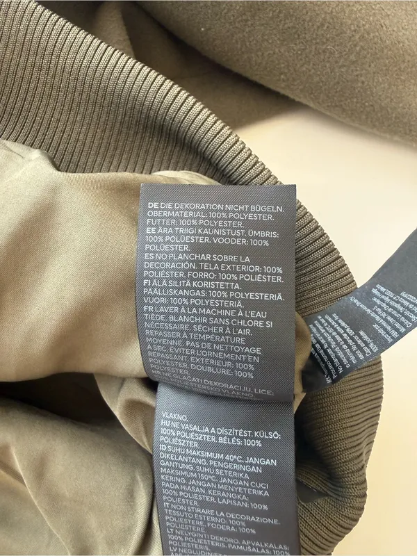 H&M Felted Bomber Jacket Olive Green Size Medium - Image 8