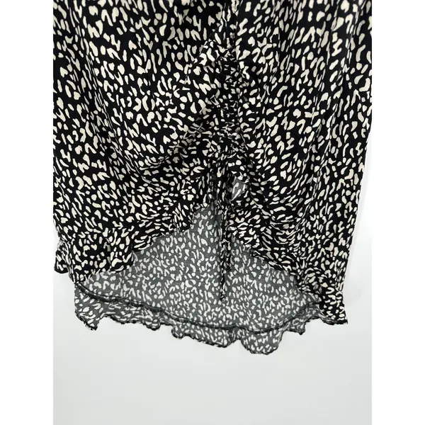 Ophelia Roe Midi Skirt Women XL Black‎ Cream Cinch Ruffle Chic Feminine Milkmaid - Image 3