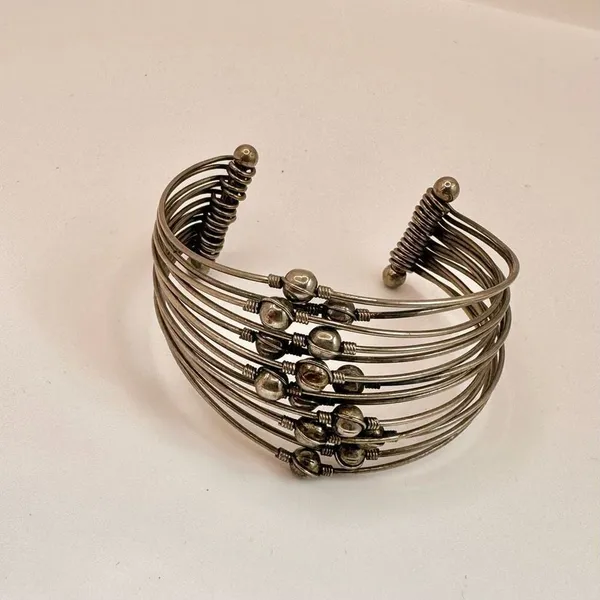 Silver tone multi strand cuff bracelet - Image 3