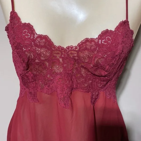 Victoria's Secret Deep Red Lace Chemise - Image 6