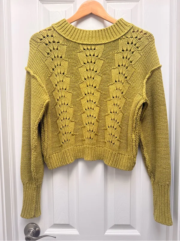 Free People Bell Song Pullover Jumper‎ Sweater Knit Green size Small - Image 2