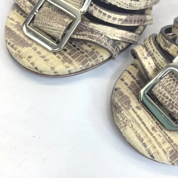 Tory Burch Gladiator Heels Beige Snakeskin Strappy Buckle Stilettos Women's 6.5M - Image 8