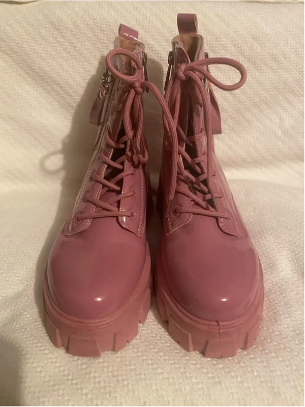 Cape Robbin Pink Patent Lug Sole Combat Boots Chunky Platform Indie Sleaze Boho‎ - Image 5