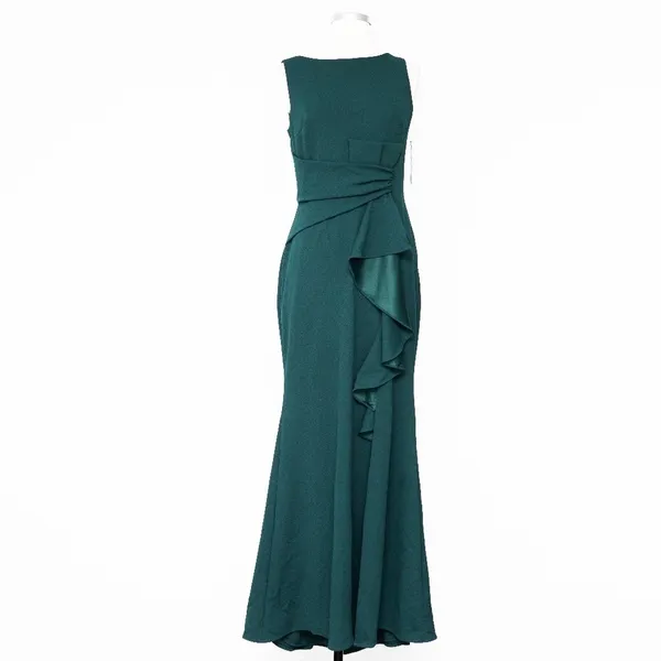 Betsy & Adam. Christine Scuba Crepe Ruffled‎ Bow Gown. - Image 2