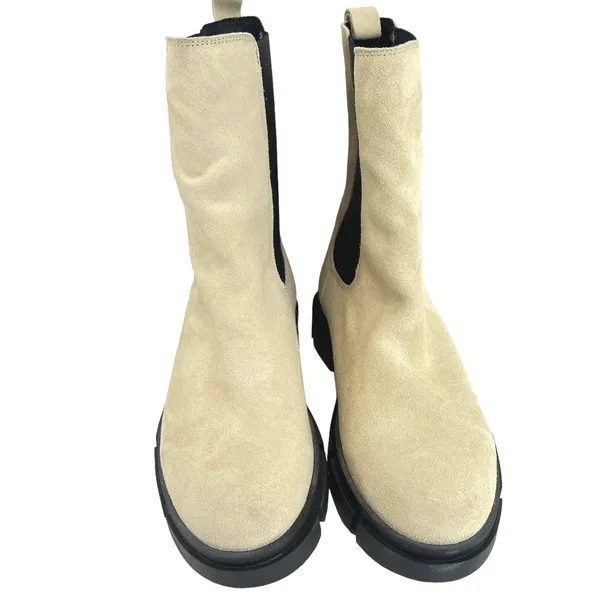 Cruza Tendência Chelsea Boots‎ Women 38 Beige Suede Lug Sole Tall Shaft - Image 6