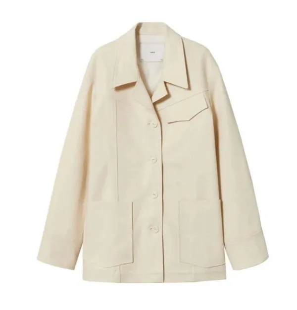 Mango NWT Oversized cotton jacket ECRU LARGE - Image 10