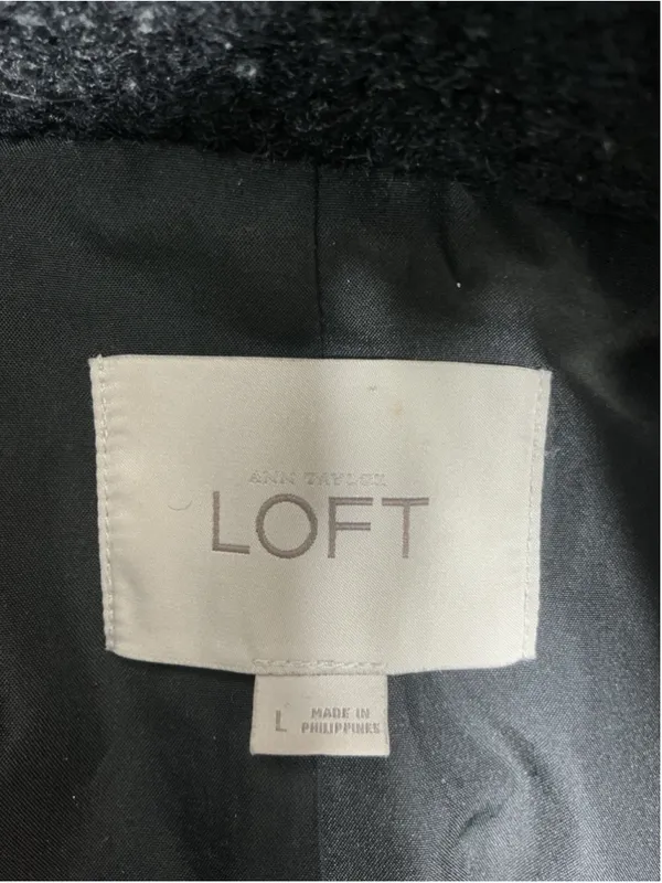 Womans Loft Lined Wool Blend Winter Coat Large Black - Image 5
