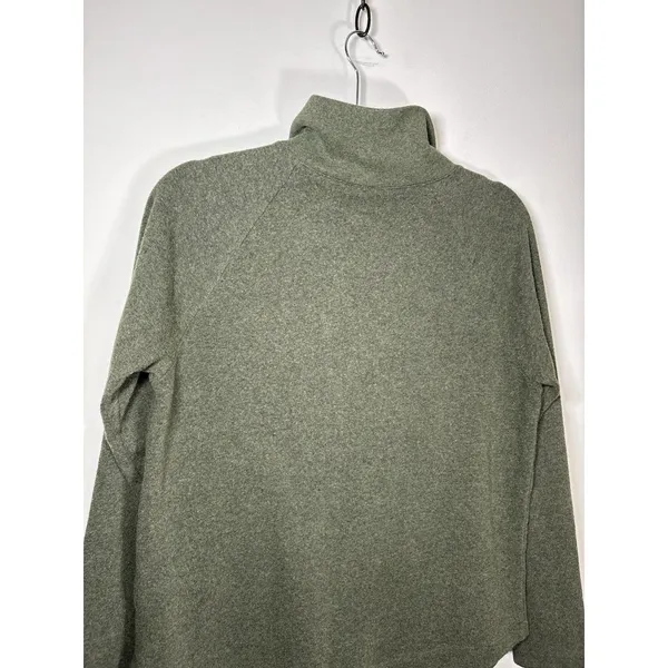 J. Crew Funnel‎ Neck Pullover Green Button Detail Long Sleeve Small - Image 6