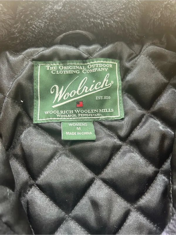 Vtg Woolrich Women M Purple Black Plaid Wool Jacket Quilted Sherpa Collar‎ Coat - Image 5