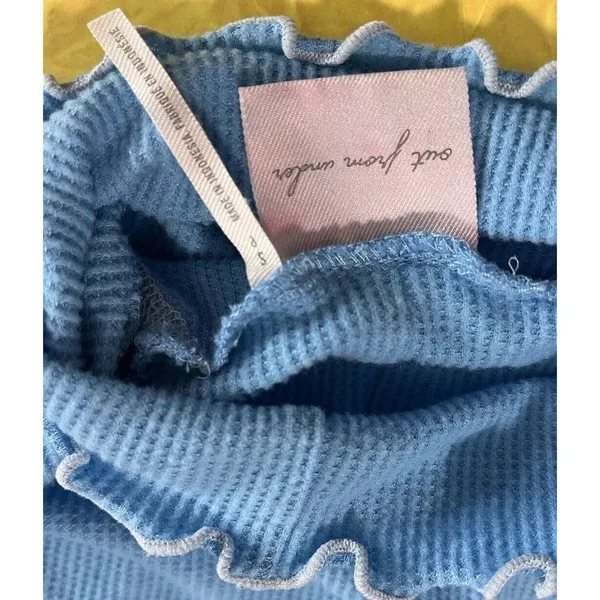 Out from under Frilly Turtle Neck Y2K 00s Vibes‎ l/s blue comfy cozy top small - Image 3