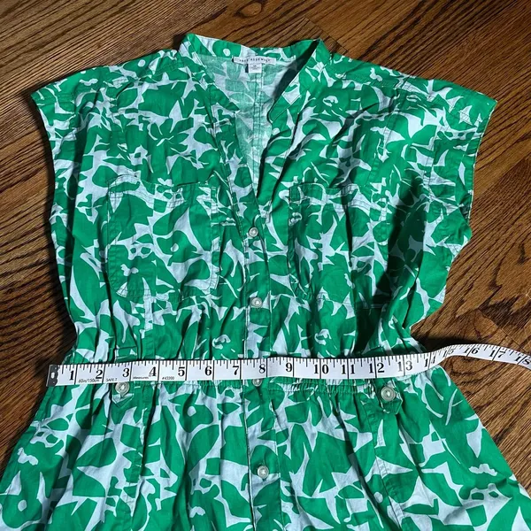 Free Assembly Belted Utility Dress Size M Green White Floral Print Midi - Image 4