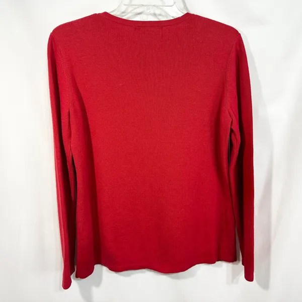 Studio Joy Medium Sweater Red Snowman‎ Holiday Ugly Christmas Cardigan 699 - Image 2