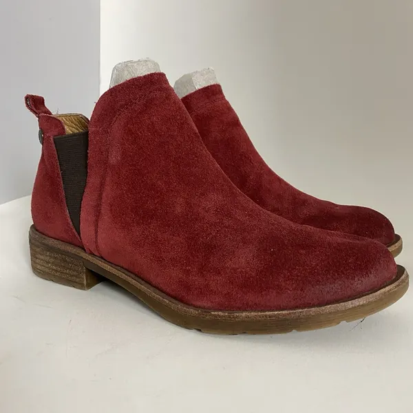 Sofft Bergamo Women US 7.5 M Red‎ Suede Leather Biker Ankle Chelsea Bootie - Image 2