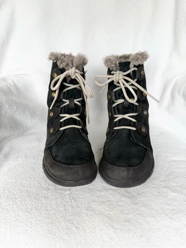 Sorel Explorer Joan Winter Boot Black Lightweight Waterproof Suede Womens Sz 9.5 - Image 2