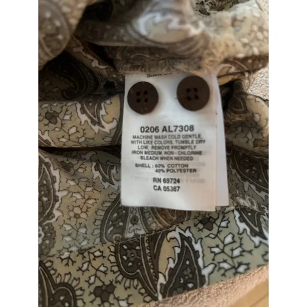 Columbia‎ Womens XL Paisley Tunic Top Olive Brown 3/4 Sleeve Button Neck AL7308 - Image 8