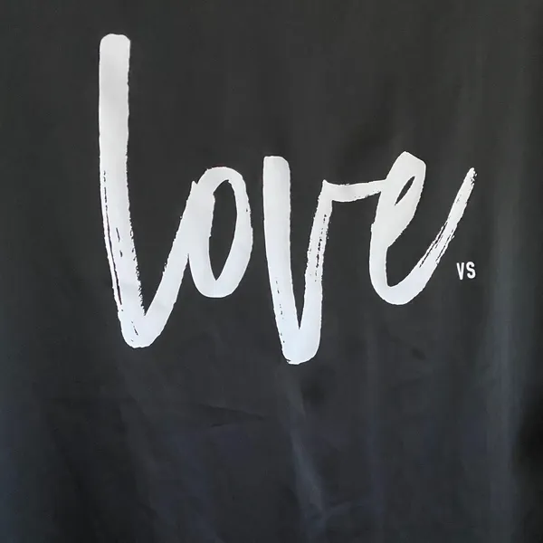 Victorias Secret Black Satin Love Graphic Kimono Robe‎ Ruffle Sleeve One Size - Image 6