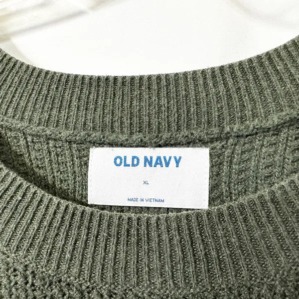 Old Navy XL Sweater Green Striped Crew‎ Raglan Academia Fall Knit Office 810 - Image 7