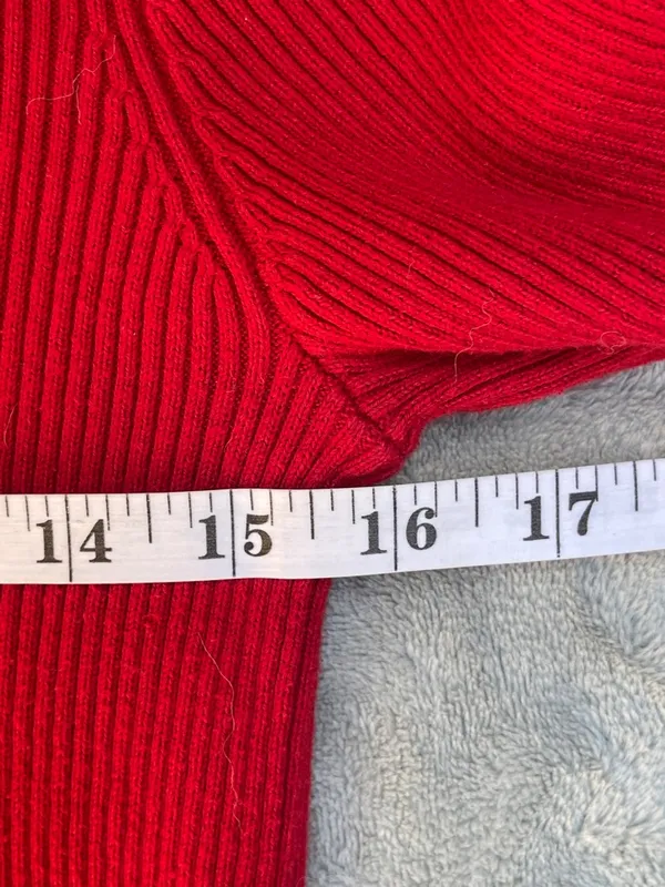 Lauren Ralph Lauren Red Ribbed Turtleneck Sweater embroidery logo preppy classic - Image 5