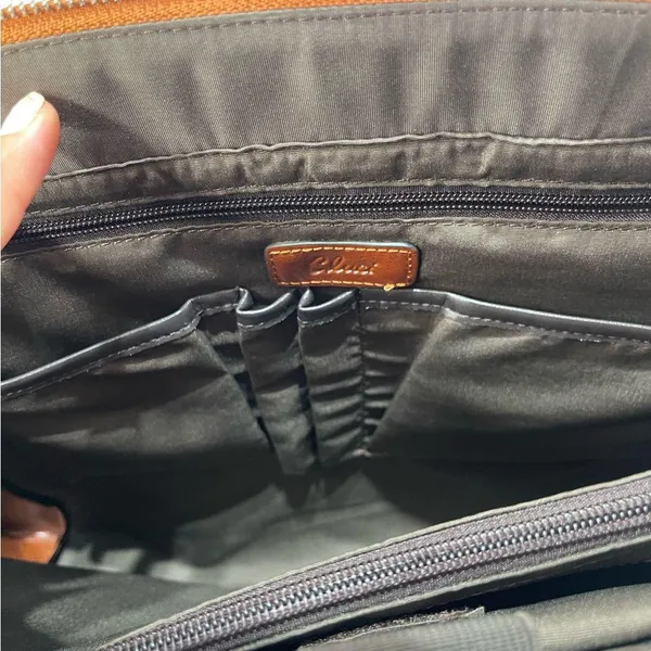 CLUCI Briefcase Work Bag Purse Brwn Shoulder Vegan Leather Laptop Padded Pocket - Image 9