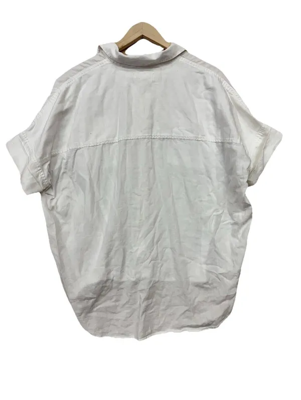 (RFB3) Madewell Women's White Button Up Short Sleeve Casual Pocket Top Size L - Image 10
