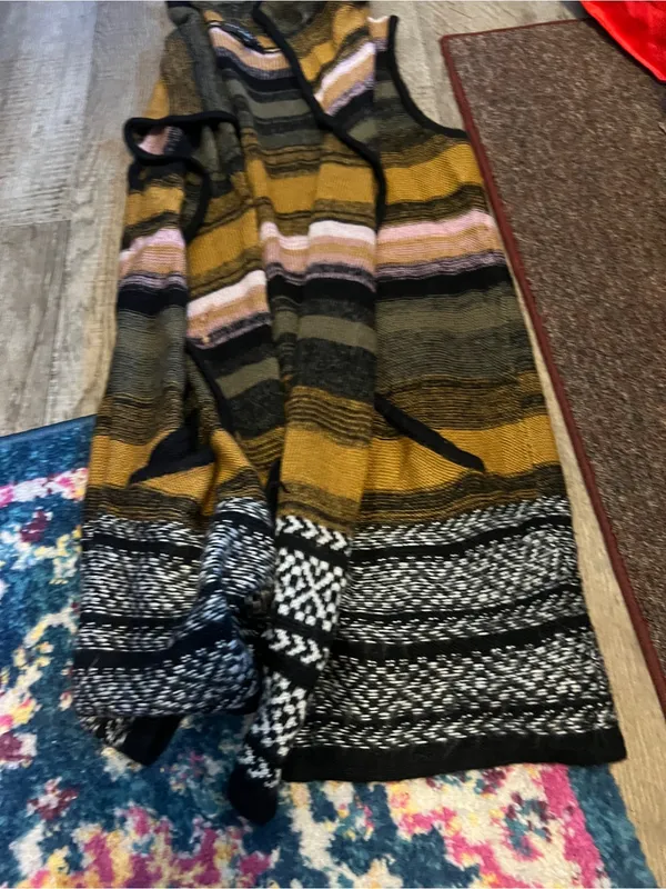 Sanctuary Striped Knit Open-Front Sweater Vest in Mustard and Black - Image 4