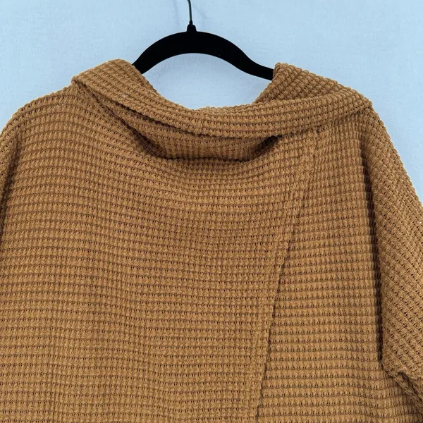 Fantastic Fawn Waffle Knit Cowl Neck Sweater S Rust Oversized Hi Low Boho Tunic - Image 4