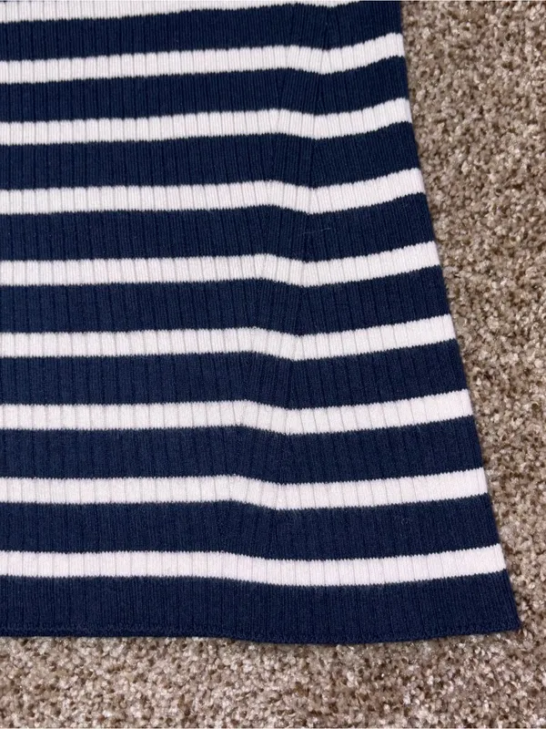 Loft Navy Blue & White Striped Ribbed Tank Top Medium - Image 8