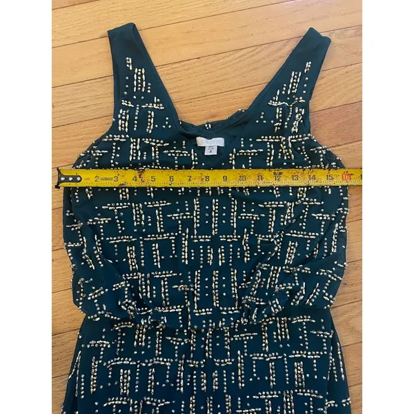 Cache Dark‎ teal Golden beaded blouson mini party dress fancy size 4 Retail $268 - Image 3