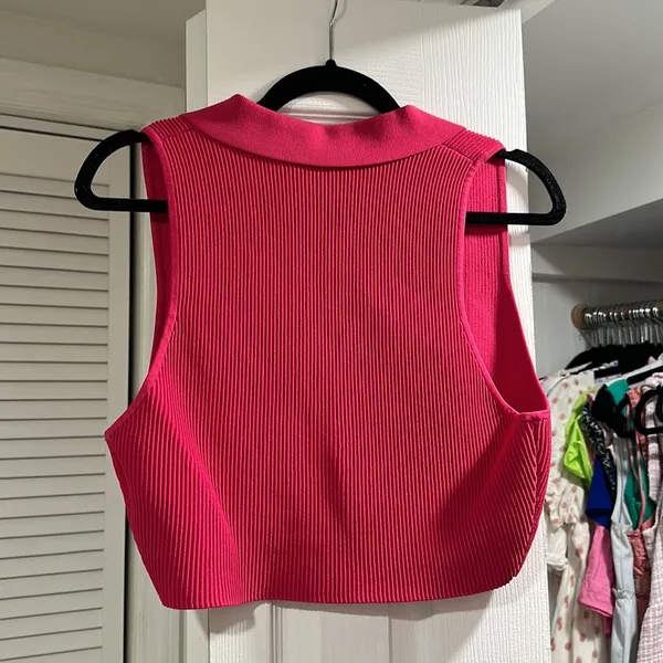 Babaton by Aritzia Sculpt Knit Polo Top Pink XL - Image 7