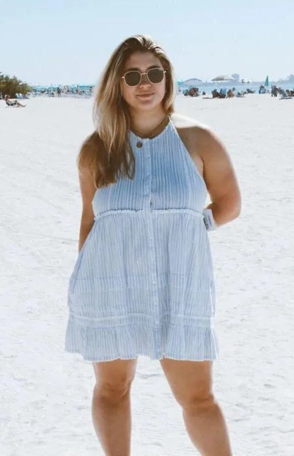 FREE PEOPLE Desert Days Stripe Mini Dress in Ivory Combo Size Medium - Image 5