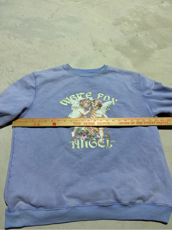 White fox boutique angel Vintage-Style Lavender Graphic Crewneck Sweatshirt s/m - Image 6