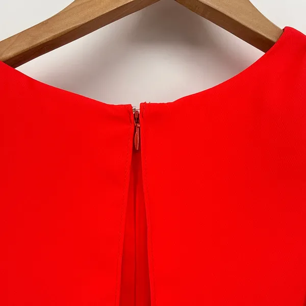 Amanda Uprichard Red Surplice Ruched V-Neck Mini Dress Size Small Tulip‎ Skirt - Image 6