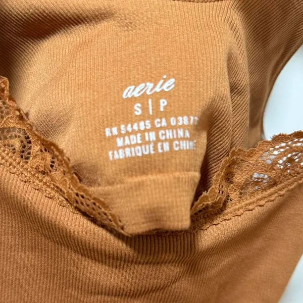 Aerie Ribbed Lace Trim‎ Bralette Tank Top Brown Women's Size Small - Image 5