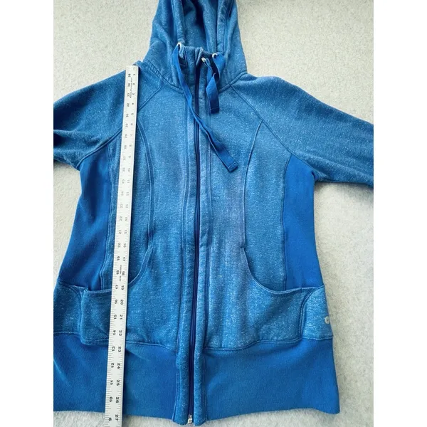 Active‎ Life Women's Long Hoodie Coat XXL Blue Fleece Lined Pockets Open Front - Image 7