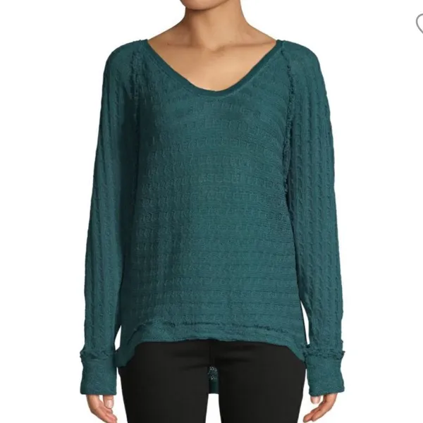 Free People Cotton Sweater – Size XS – High-Low Hem – Oversized Fit - Image 2