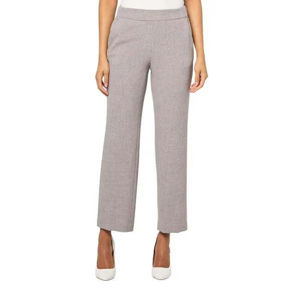 Kasper Straight Leg Pocketed Pull On Elastic Back Trouser Pants Pebble Gray L - Image 8