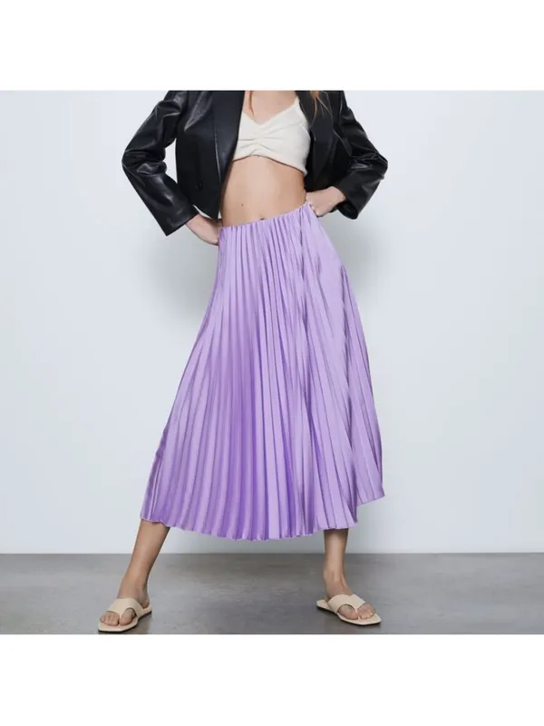 Zara Lavender pleated Midi Skirt - Image 5