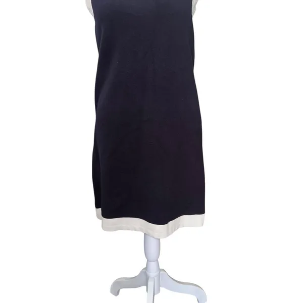 Tuckernuck Marie Dress Navy White Contrast Trim Knit Shift Mini XS - Image 8