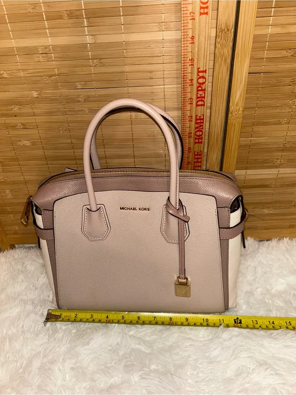 Michael Kors Mercer tote bag Pebble Leather Pink, White Beige Purse handbag - Image 10