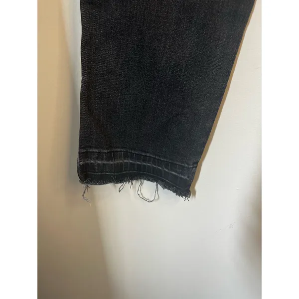 Lou & Grey Black Gray Wash High Waist Straight Cropped Undone Hem Jeans sz. 26 - Image 3