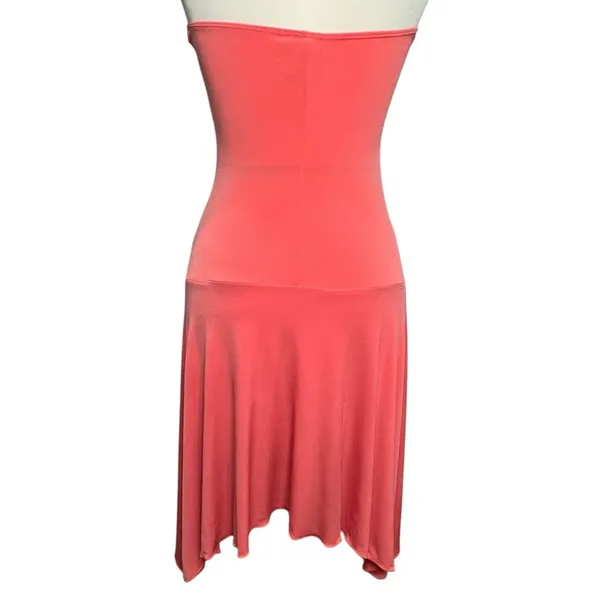 Rhapsody Y2K‎ Strapless Bow Front Mini Dress M Coral Pink Sleeveless Coquette - Image 4