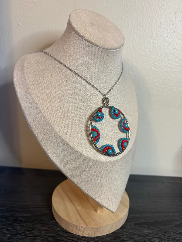 Handmade Silver Beaded Charm Necklace - Image 3