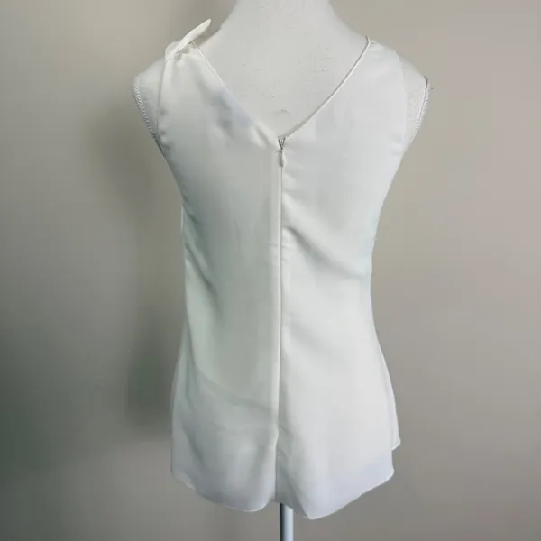 REISS Cream Knotted Shoulder Draped Sleeveless Blouse Top Size US 4 UK 8 EU 36 - Image 5