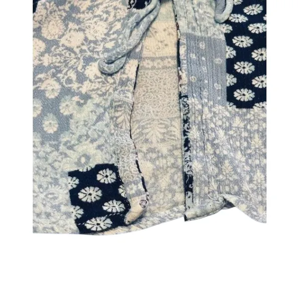 Dainty Hooligan Blue Patchwork Print Off Shoulder Crop Top‎ Boho Festival Small - Image 9