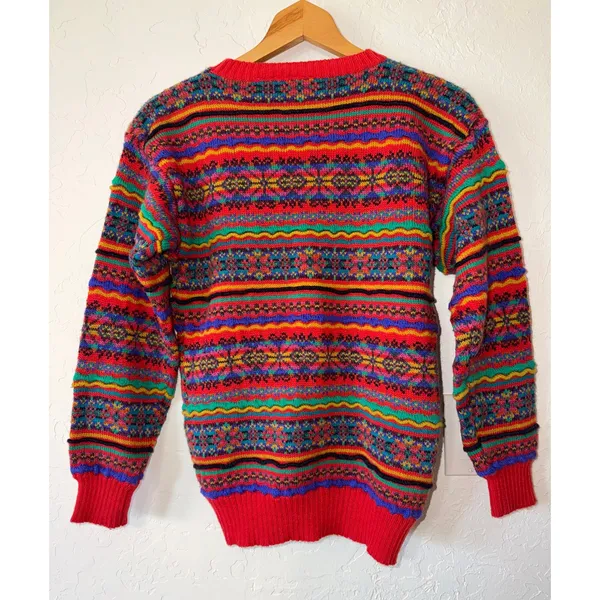 Vtg 80s 90s‎ Paul Harris Coogi Style Bright Geometric Pattern Knit Sweater Small - Image 2