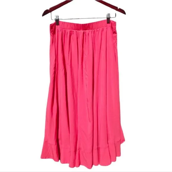 Torrid -1906 Chalis High‎ Low Midi Skirt Ruffle Hem in Pink Women's 0 / Large - Image 3