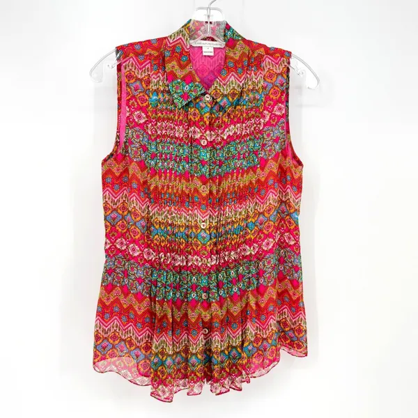 Diane Von Furstenberg Blakely Coromandel Silk‎ Blouse Womens 4 Multi Boho Luxe - Image 3