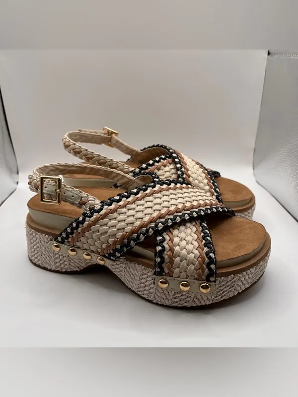 NWOB Kelsi Dagger Anthropologie Pace Raffia Platform Sandals Woven 5 Boho Woven - Image 2