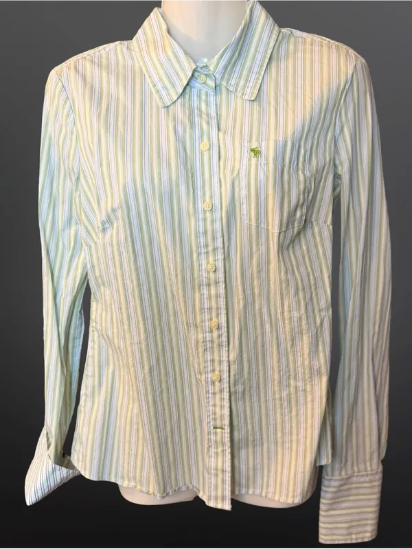 Vintage Ezra Fitch by Abercrombie & Fitch Y2K Button-Up 💚🩵 - Image 5
