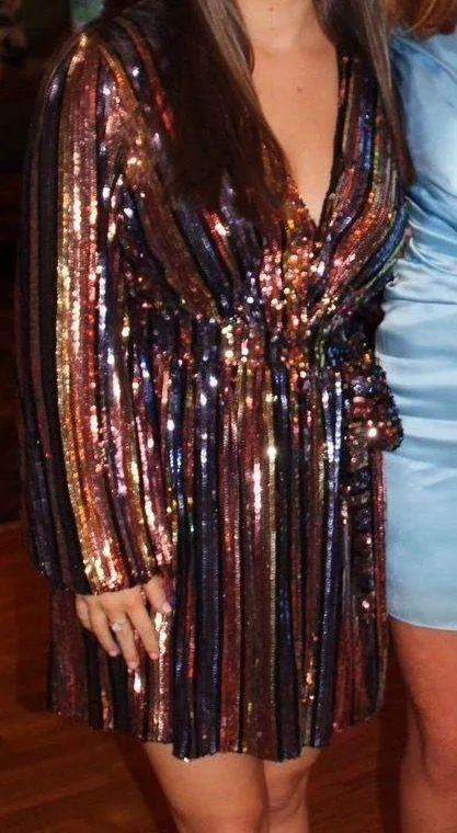Anna Rae Sequin Stripe Mini Dress - Image 2